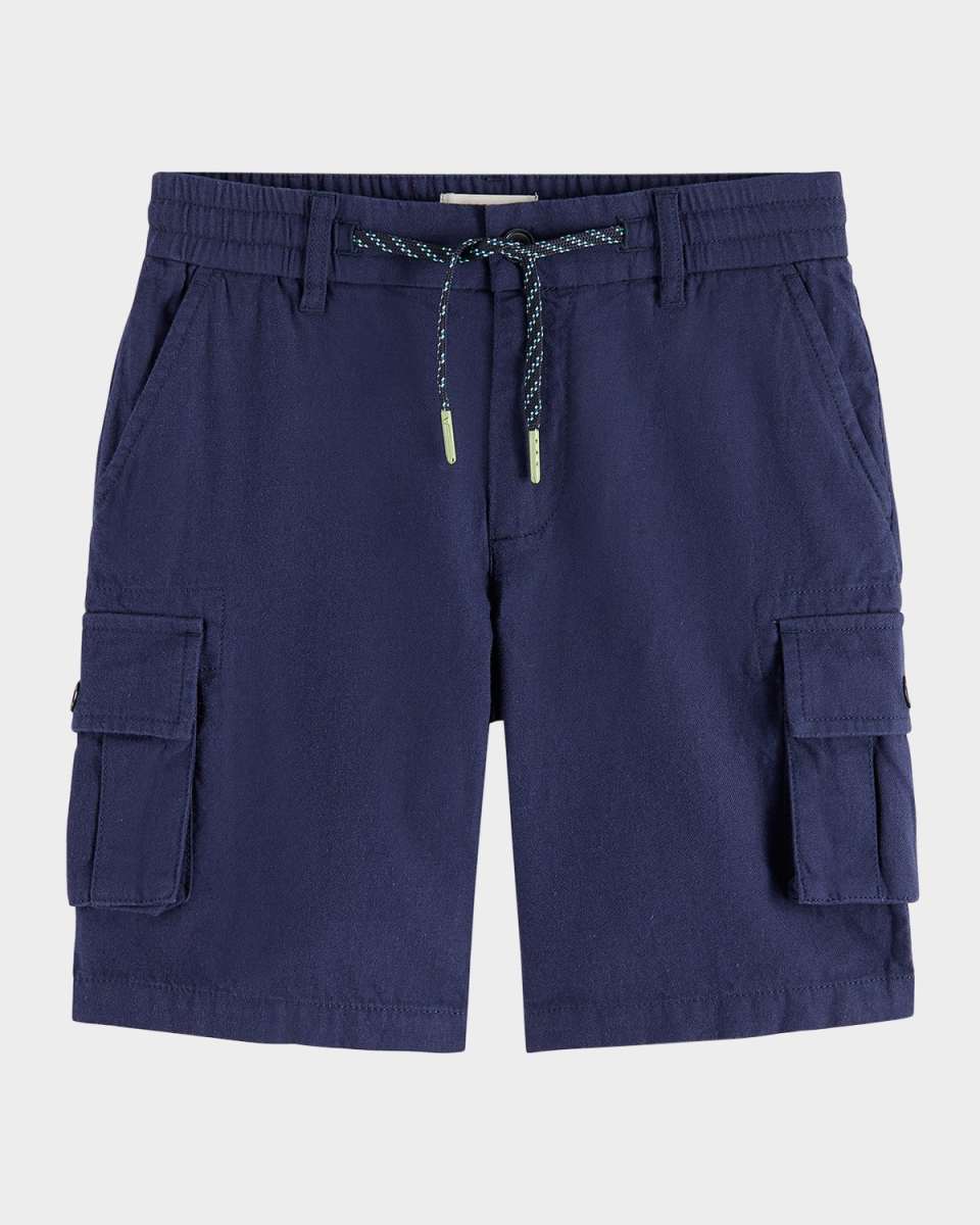 Boy's Garment-Dyed Linen-Blend Shorts, Size 4-12